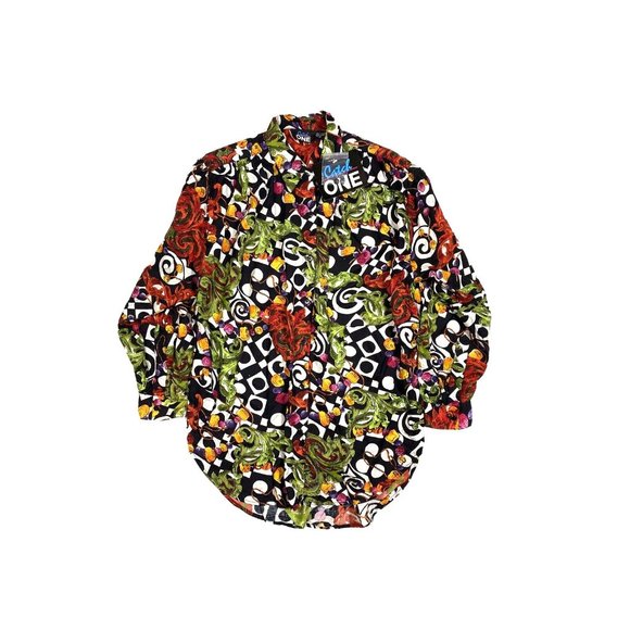 Catch One Tops - Vintage 80s Catch One Oversized Shirt Medium NOS New Old Stock Colorful Print
